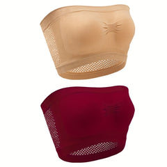2pcs Seamless Bandeau Bras Soft Stretch Bra Women's Lingerie
