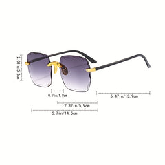Rimless Square Sunglasses Gradient Lens Glasses UV400