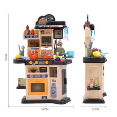 Deluxe Kids Kitchen Set Grey Pretend Cooking Center with Interactive Features