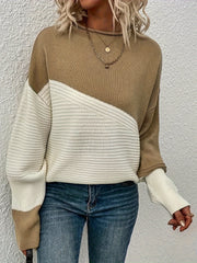 Casual Sweater Women's Plus Colorblock