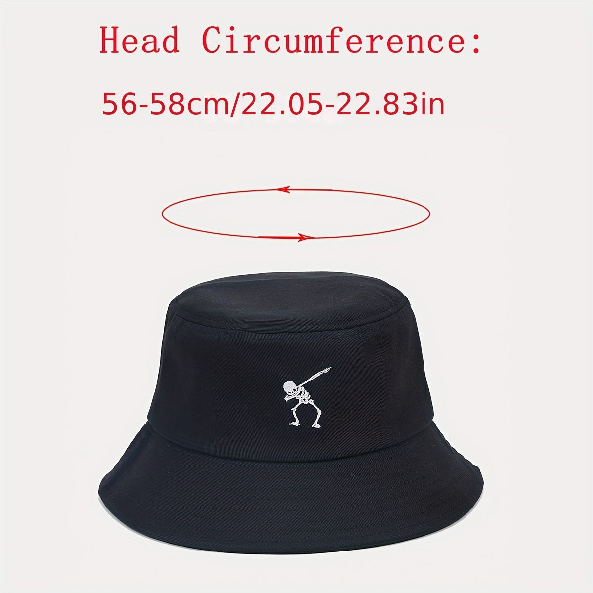 Punk Style Skull Skeleton Embroidered Street Dance Bucket Hat