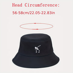 Punk Style Skull Skeleton Embroidered Street Dance Bucket Hat