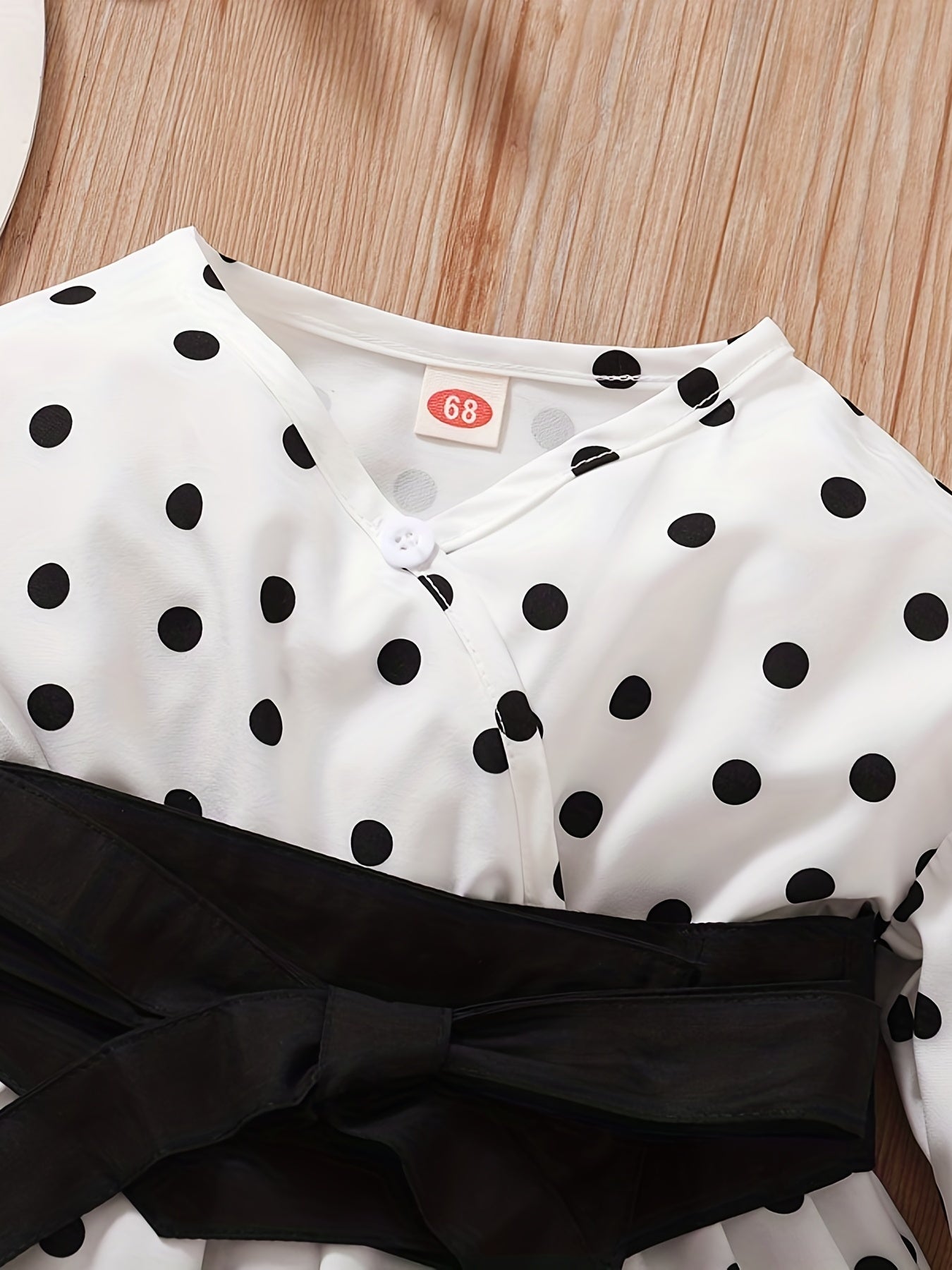 Polka Dot Print Puff Sleeve Dress for Baby Girls