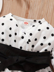 Polka Dot Print Puff Sleeve Dress for Baby Girls