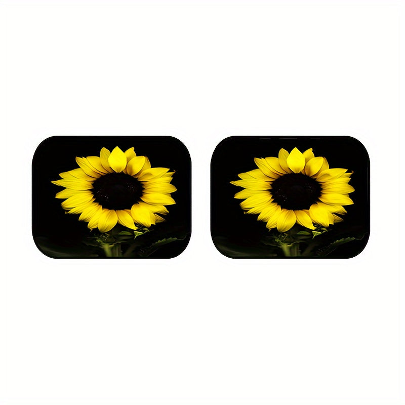 4pcs 3D Sunflower Car Floor Mats - Water Absorbent, Non-Slip, Stain Resistant