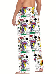 Men's Outdoor Pants with Doodle Graphics & Drawstring