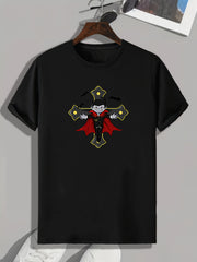 Cartoon Boy On Cross Print Men's Graphic T-shirt