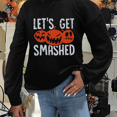 Pumpkin Graphic & Letter Print Sweatshirt for Halloween