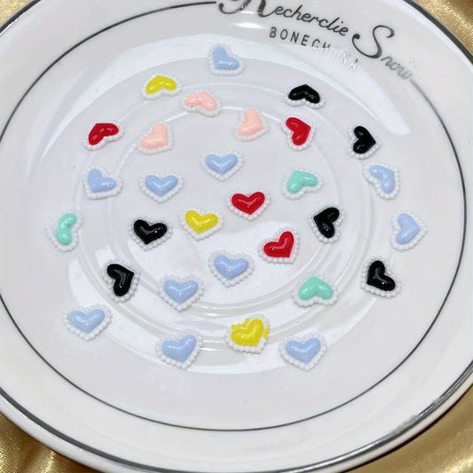 30 Mixed Peach Heart Nail Art Sticker Drill Decoration