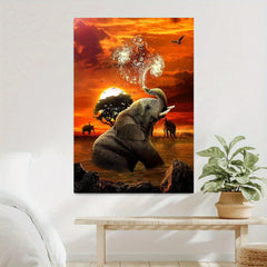 Elephant Sunset Canvas Painting Art Kit for Beginners