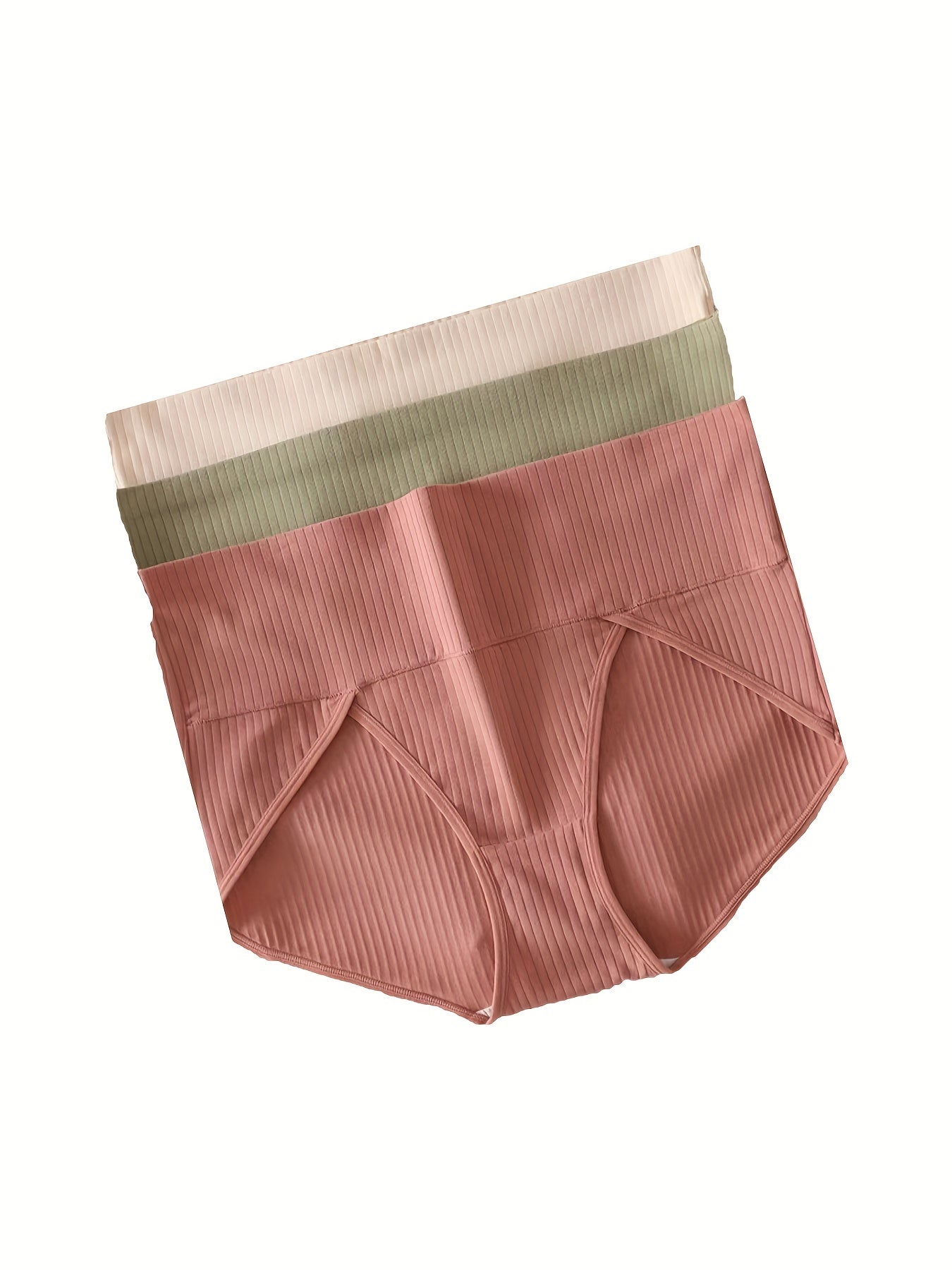 3 Pack Plus Size Briefs Set Solid Wide Waistband Seamless High Rise
