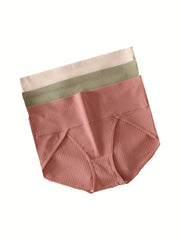 3 Pack Plus Size Briefs Set Solid Wide Waistband Seamless High Rise