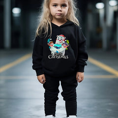 Girls 2pc Cartoon Bear & Elfins Hooded Sweatshirt & Sweatpants Set