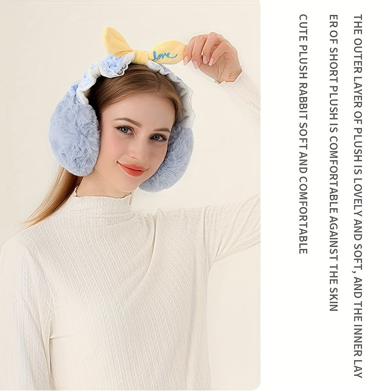 Bow Lace Plush Earmuffs Female Winter Warm Ear Protection