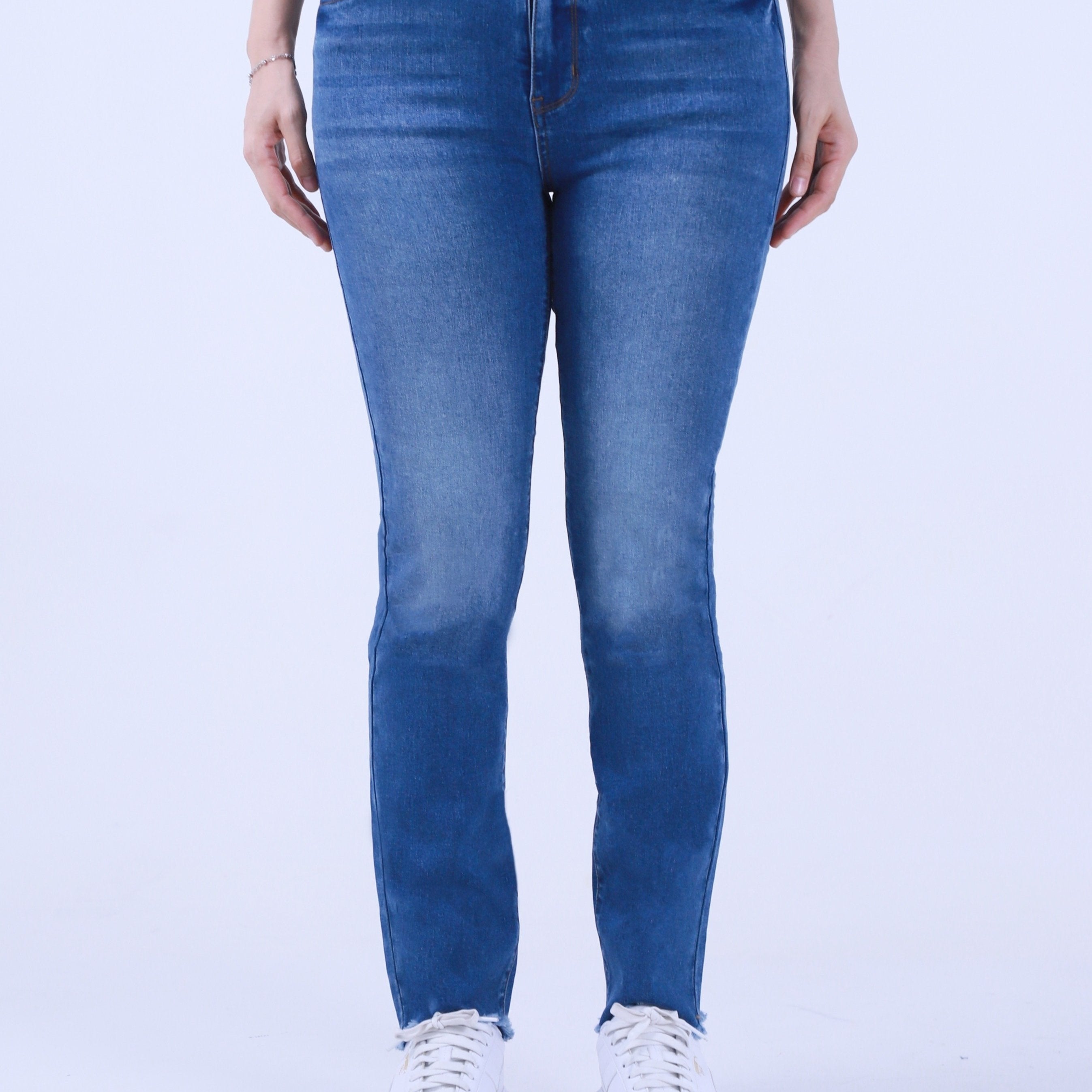 High Stretch Fringe Trim Skinny Jeans