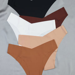 5 Seamless Solid Briefs Comfy Stretchy Intimates Panties