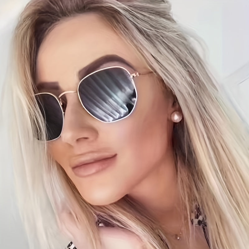 Metal Frame Polygonal Sunglasses Oval Sunshade Eyewear Golf Sports