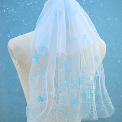 Yarn Wedding Veil Castle Print Sequin Headpiece Bridal Hair Accessories