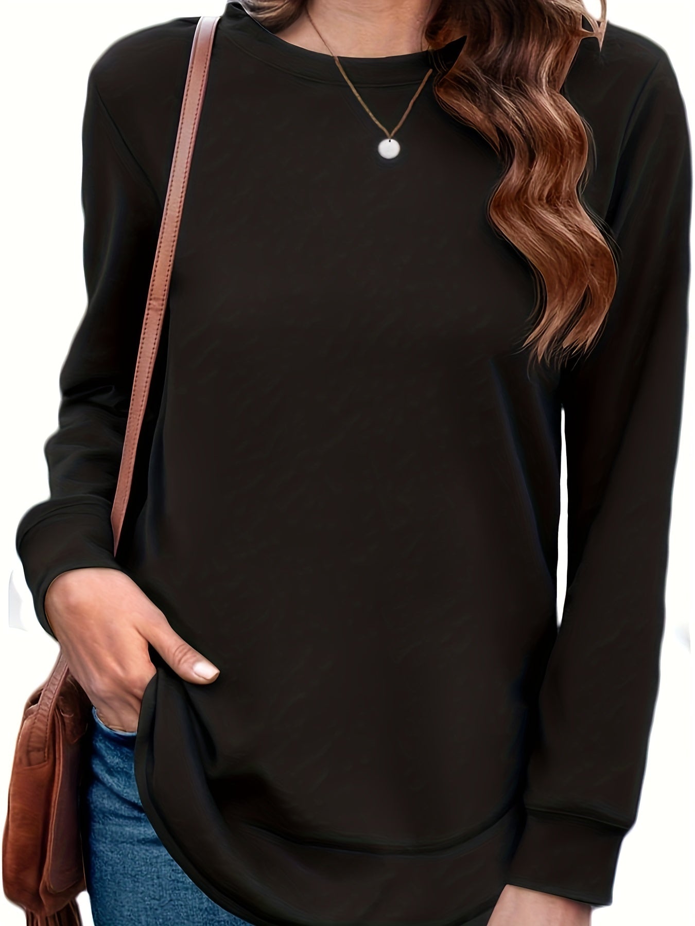 Women's Crew Neck Sweatshirt Long Sleeve Casual Sports Pullover Shirt