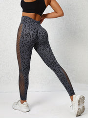 Leopard Print Hollow Leggings High Waist Yoga Pants Women's Activewear
