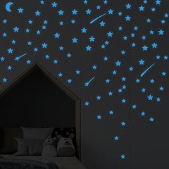 Luminous Star And Moon Stickers, 2pcs Set - Waterproof Vinyl Wall Decor