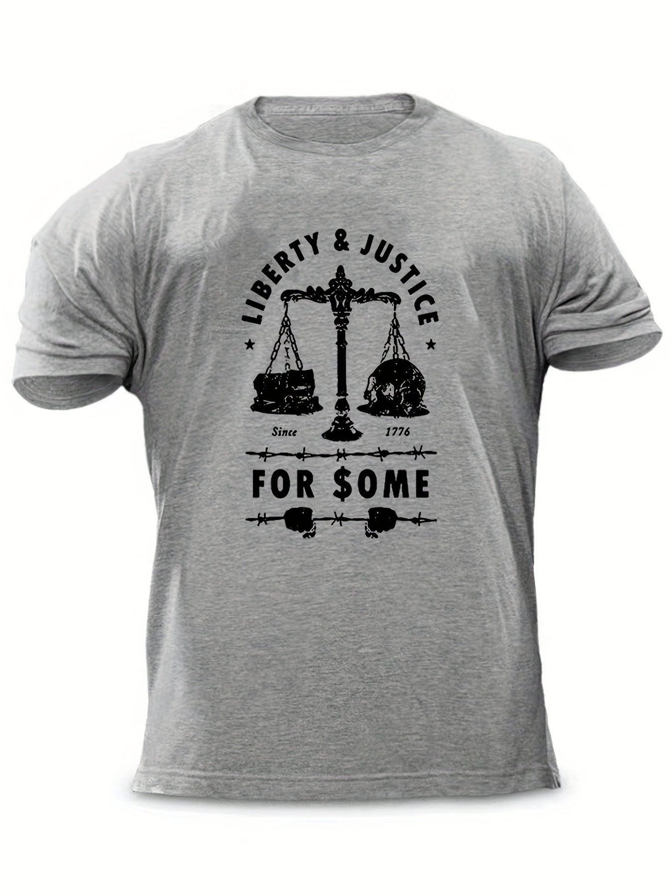 Men's Liberty & Justice Print Tee Crew Neck T-shirt