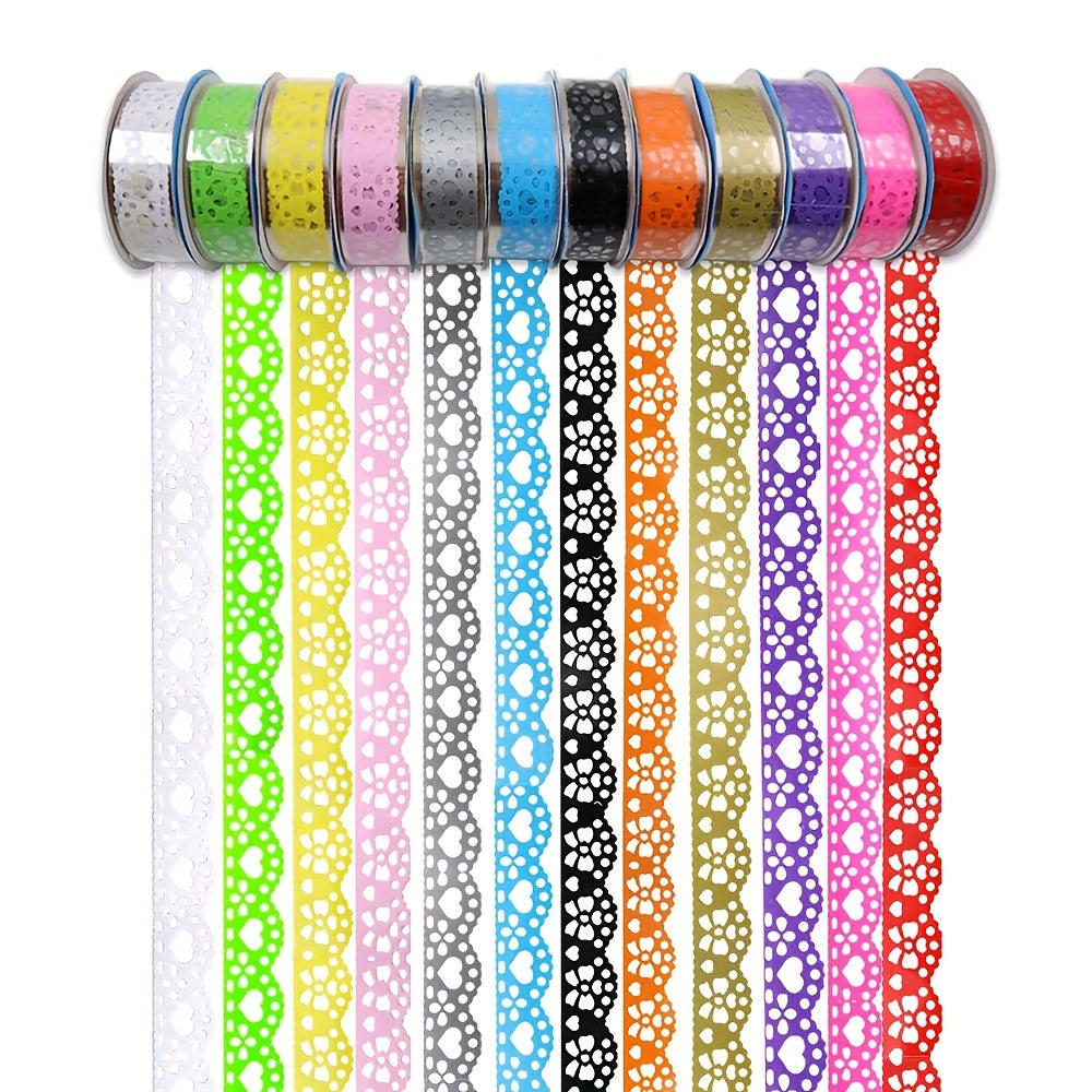 12 Rolls Washi Tape Lace Pattern Decorative Masking Tape Set