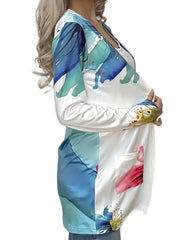 Floral Print Long Sleeve Open Front Cardigan