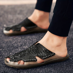 Men's Stitch Non Slip Slippers Closed Toe Rubber Sole Wear-resistant