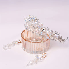 Crystal Crown Headband Earrings Set Wedding Jewelry Bride