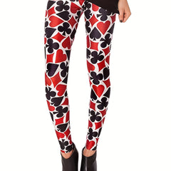 All Over Print Skinny Leggings Casual Stretchy Leggings Women's Clothing