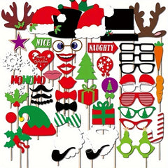 Christmas Photo Booth Props 50pcs Party Supplies Holiday Decoration Set