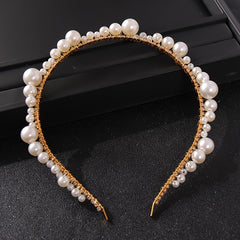 Faux Pearl Rhinestone Bridal Tiara Headband Wedding Hair Accessories