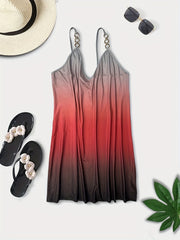 Ombre Print V Neck Mini Cami Dress