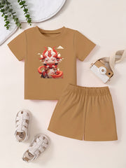 Toddler Kid 2pcs Bottoming Set Cartoon Pattern Cotton Summer Clothing