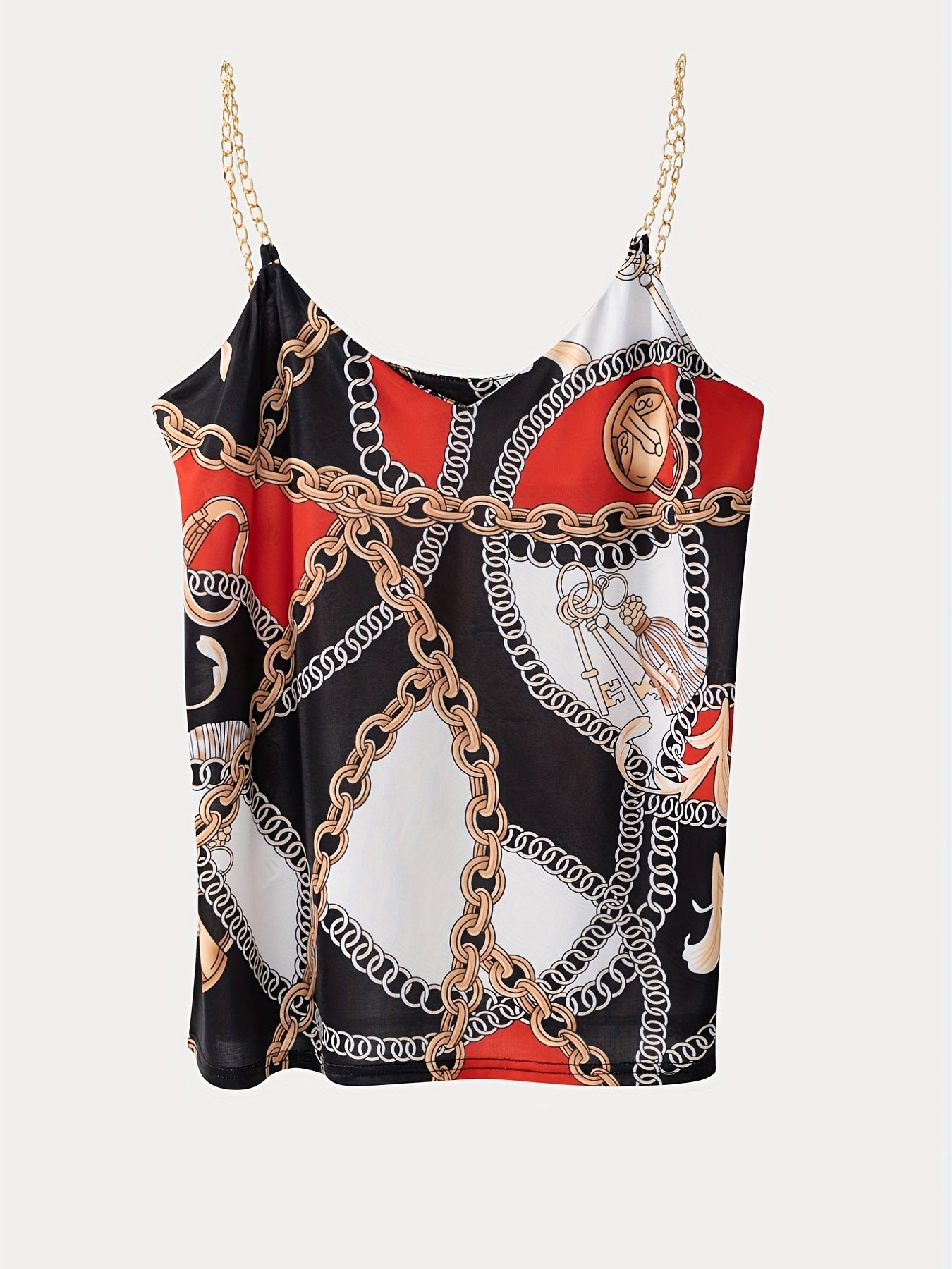 Chain Print Tank Top Sleeveless Summer Cami Top