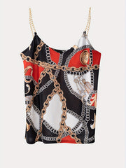 Chain Print Tank Top Sleeveless Summer Cami Top