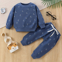 Newborn Baby Boys Moon Print Long Sleeve Sleepwear Set