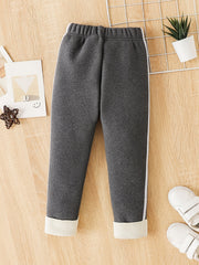 Girls Cartoon Cat Print Leggings Fleece Thermal Cotton Pants