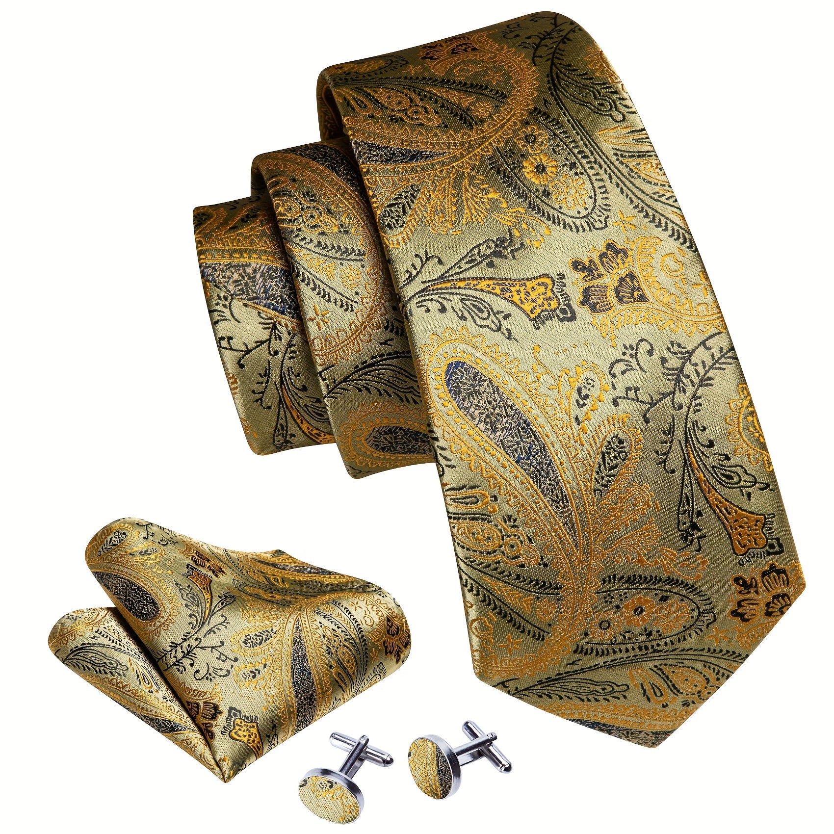 Barry Wang Men's Neckties Paisley Pocket Set