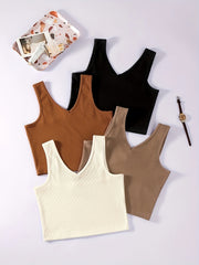 Basic V Neck 4pcs Tank Top Sleeveless Summer Tank Top Women's Clothing