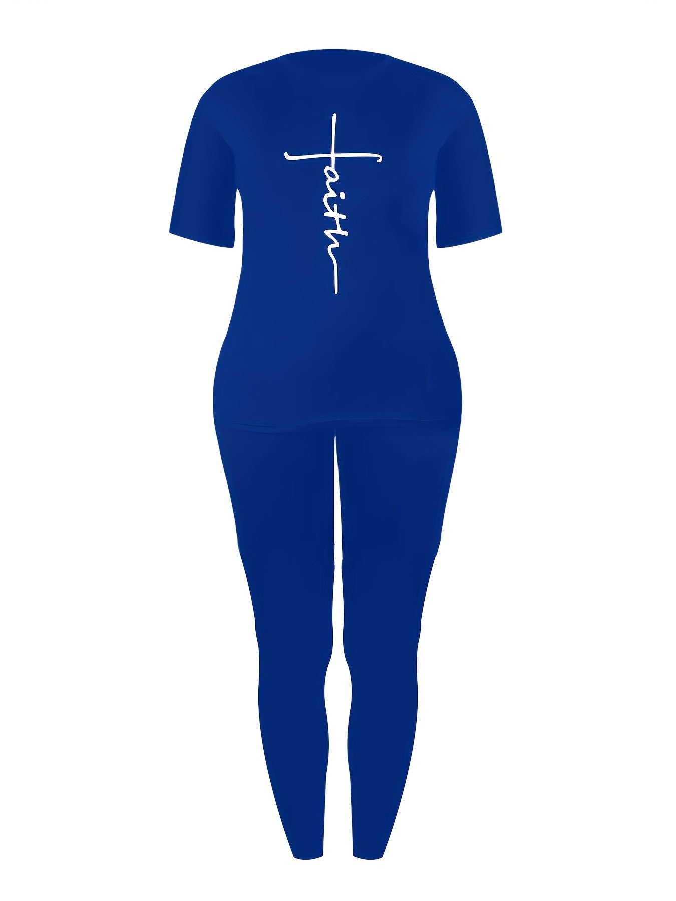 Faith Letter Print Tee & Slim Pants Workout Set