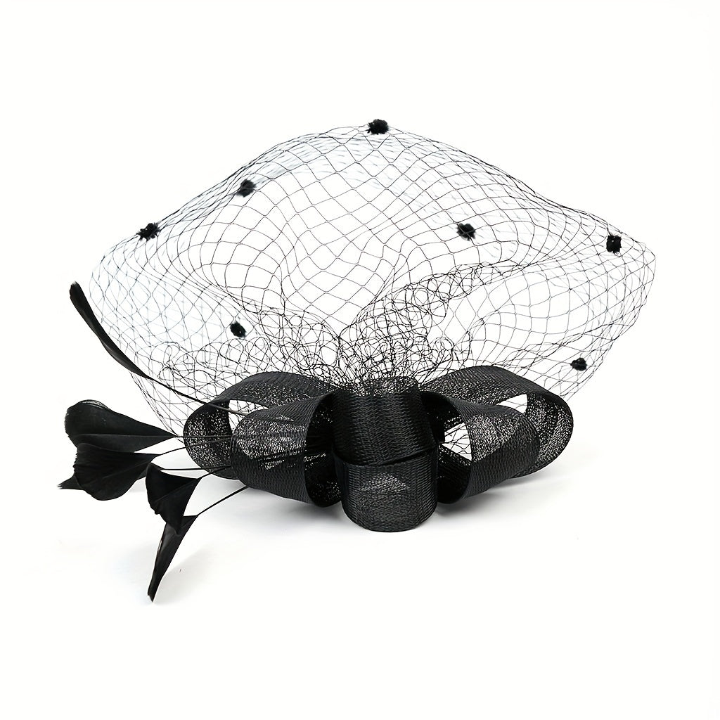 Polka Dot Veil Fascinators Hat Feather Flower Vintage Derby Hat