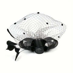 Polka Dot Veil Fascinators Hat Feather Flower Vintage Derby Hat