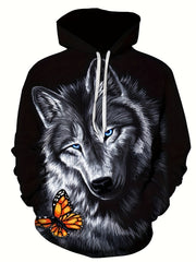 Wolf 3D Print Hoodie Men Graphic Hooded Pullover Autumn Winter