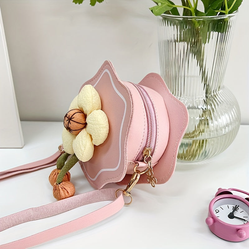 Girls Little Flower Crossbody Bag Mini Diagonal Shoulder Bag Coin Purse