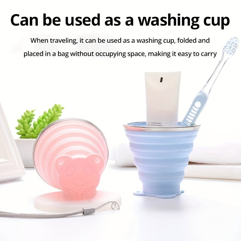 Portable Folding Silicone Water Bottle Travel Mouthwash Cup