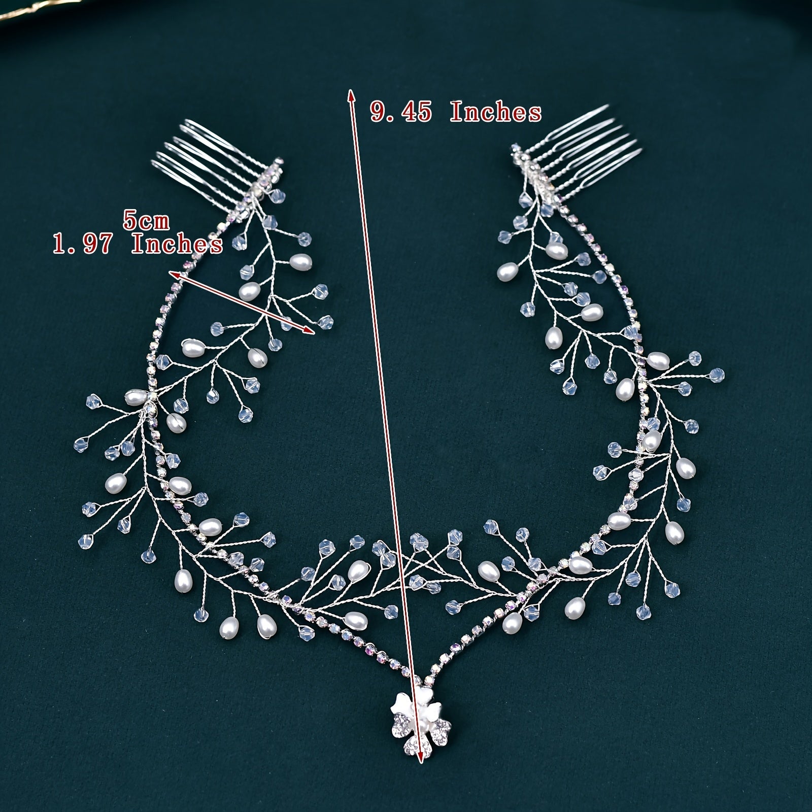 Romantic Headwear Forehead Alloy Chain With Rhinestone Pendant Hair Comb