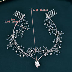 Romantic Headwear Forehead Alloy Chain With Rhinestone Pendant Hair Comb