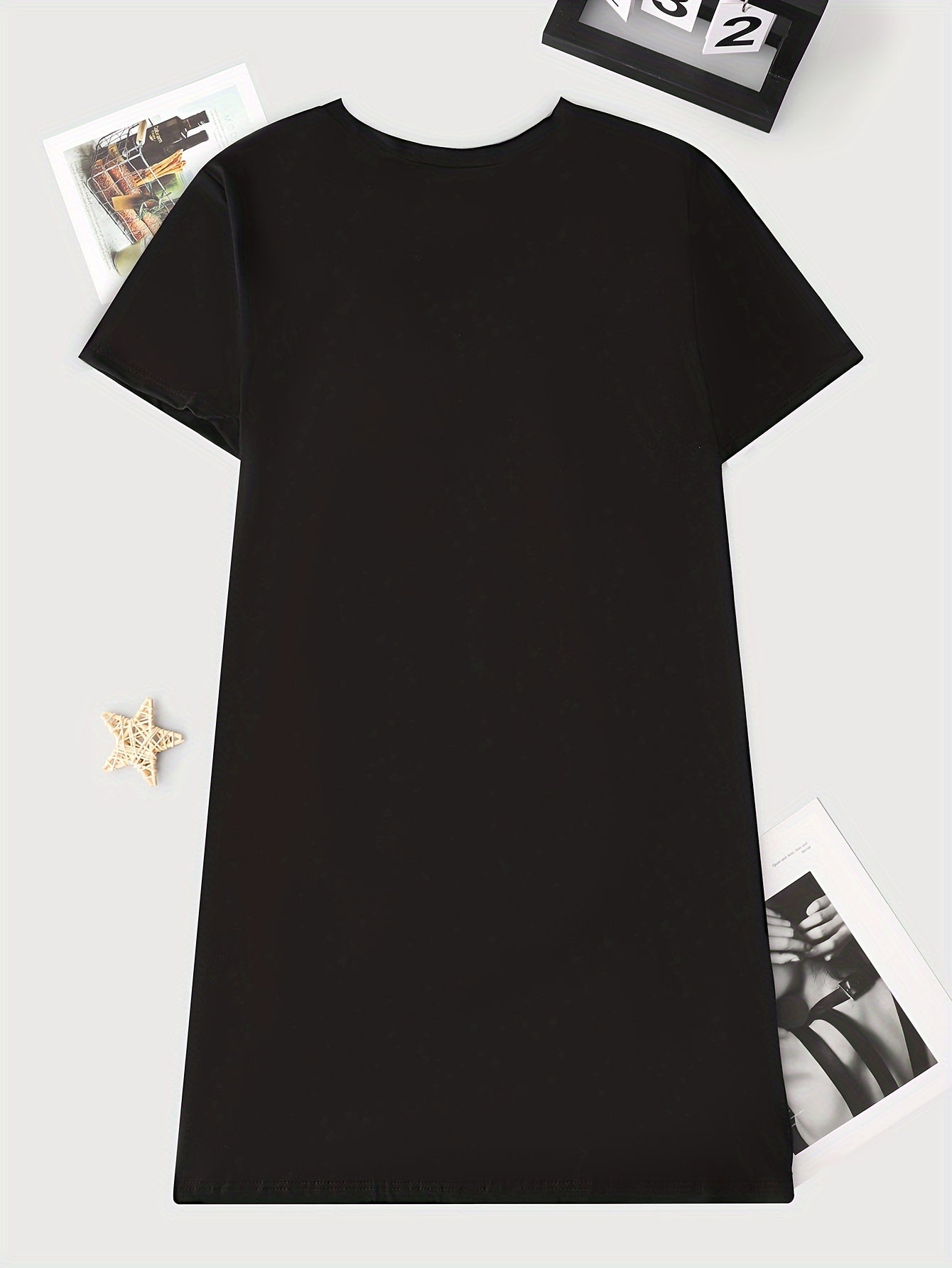 Letter Print NightDress Short Sleeve Pajama Dress